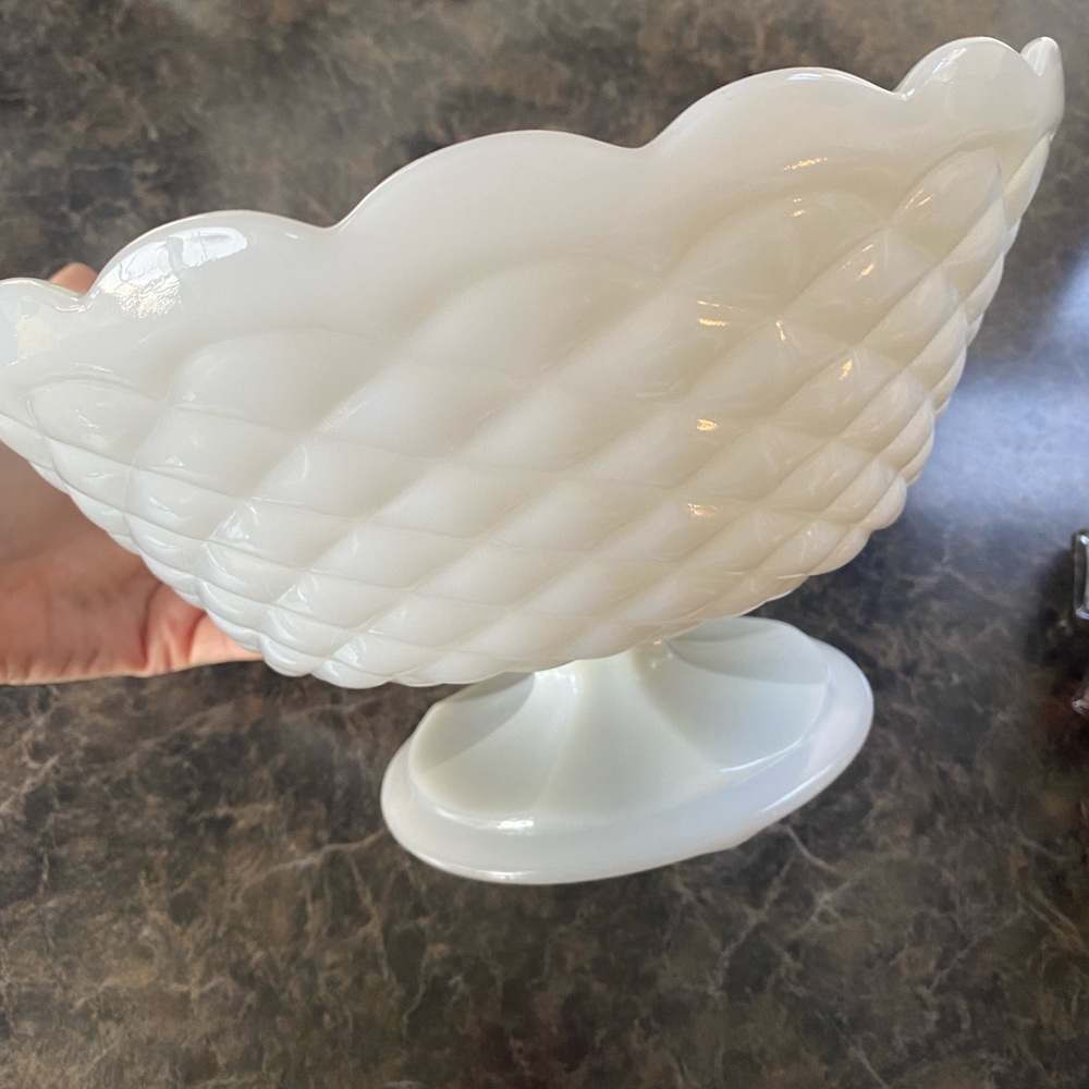 Elegant Milk Glass Pedestal Bowl